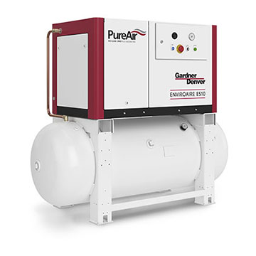 Rotary Scroll Oilless Air Compressor - EnviroAire ES Simplex on Tank